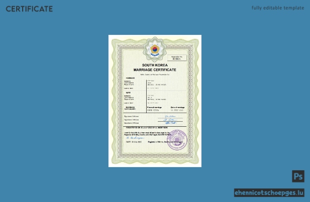 Südkoreanische Heiratsurkunde – Beispielansicht in Word und PDF
